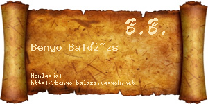 Benyo Balázs névjegykártya